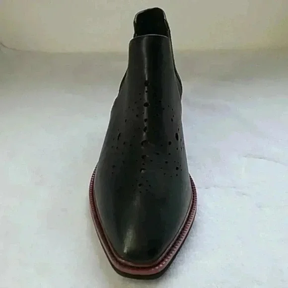 kelsi Dagger perforated black  leather booties - Picture 6 of 10